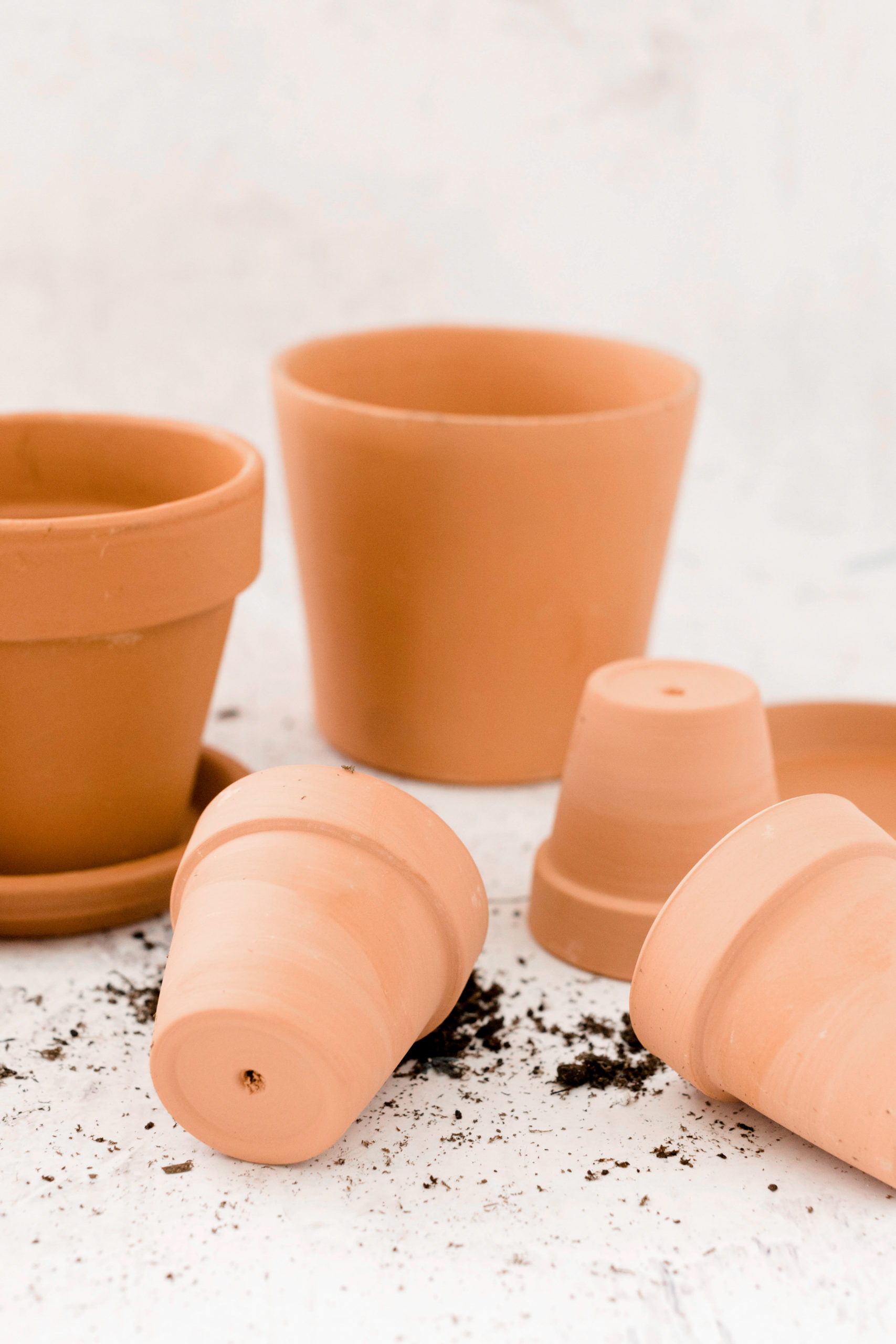 clay pots and dirt