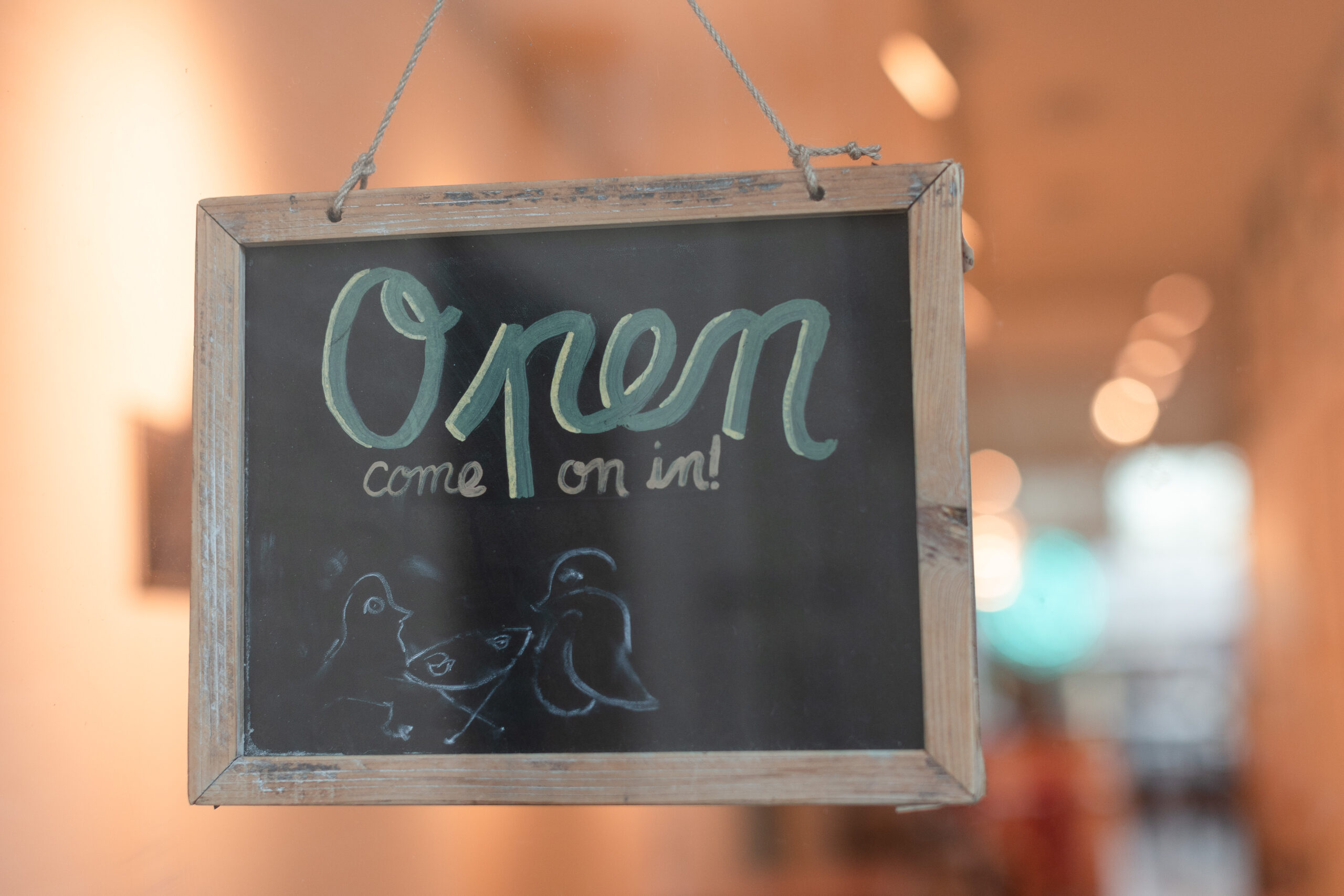 Rare Bird Coffee Roaster’s adorable open sign